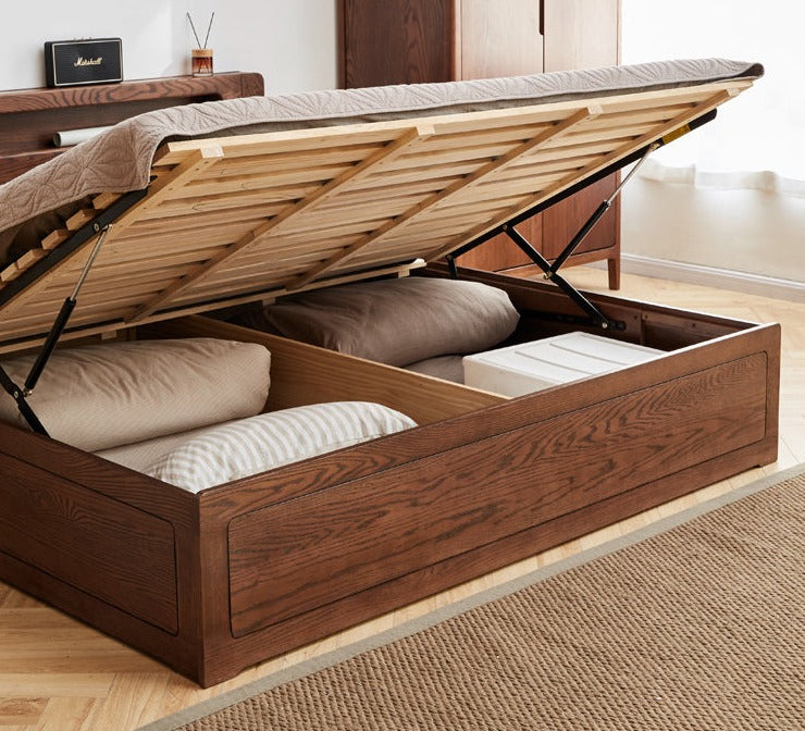 Solid Oak Wood Glow in The Dark Storage Box for Bedroom - Under Bed Organizer with Luminous Lid for Nighttime Visibility & Easy Access