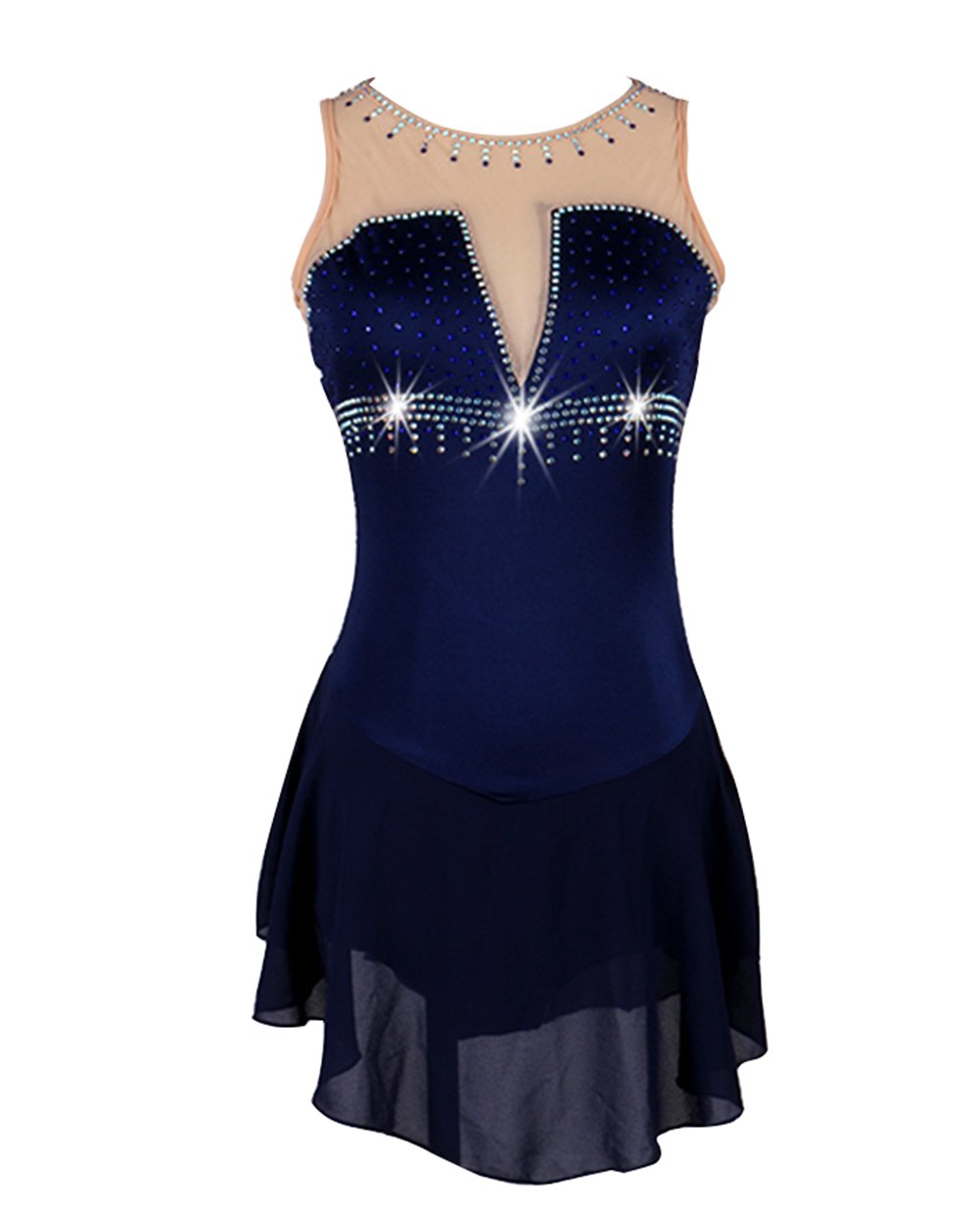 Elegant Women's Crystal Ice Skating Dress - Sparkling Figure Skating Costume for Competitions & Performances - Perfect for Ice Shows, Recitals, and Professional Skating Events