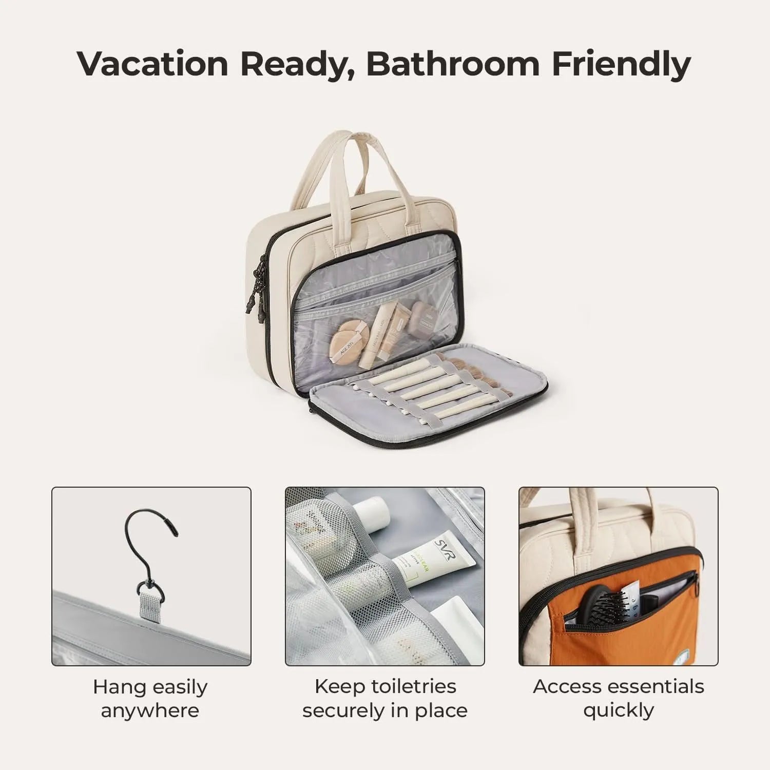 Paz Hanging Toiletry Bag for Travel - Waterproof Cosmetic Organizer with Multiple Pockets - Perfect for Bathroom, Camping & Gym Essentials Storage