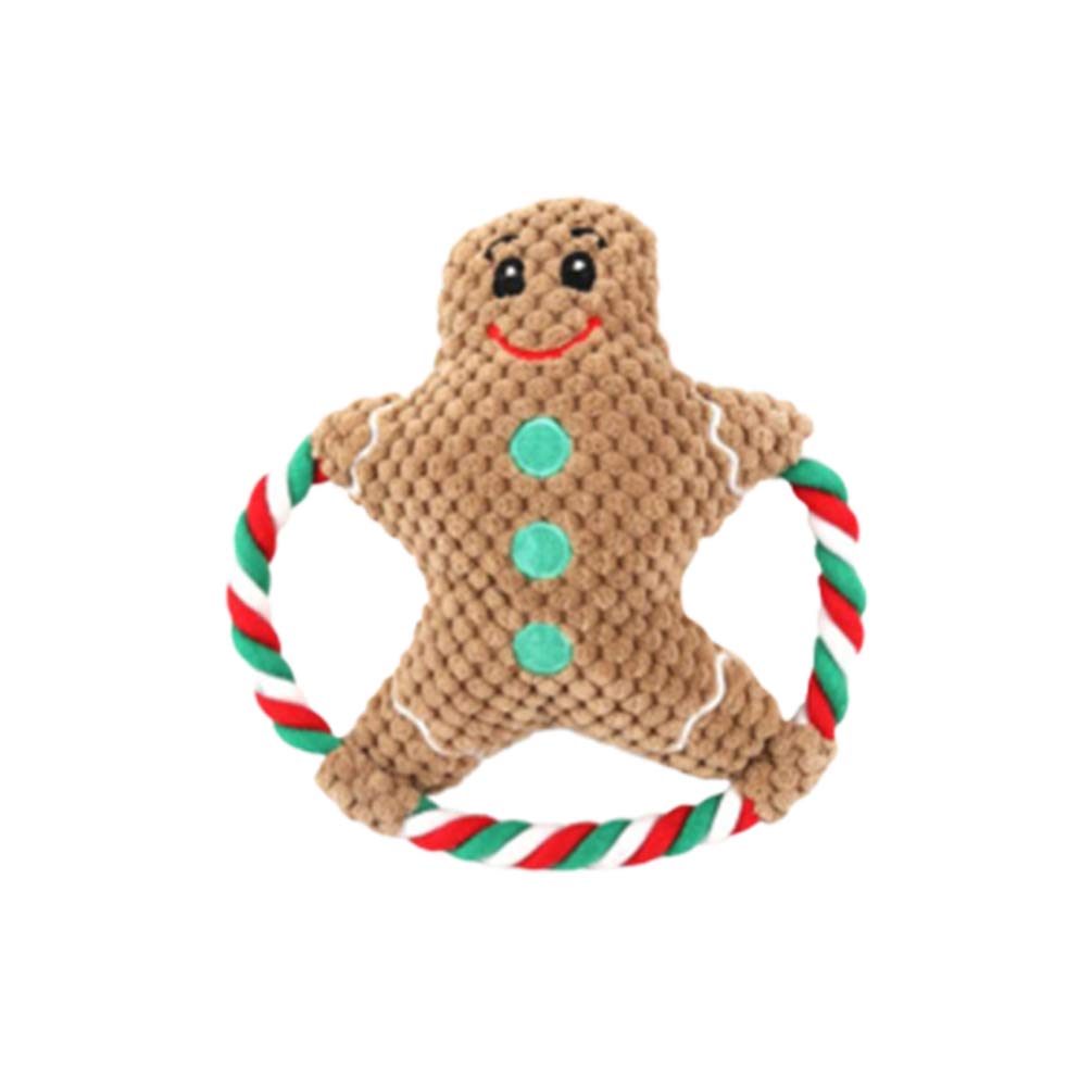 Amosfun Durable Dog Chew Toys - Santa Plush Squeaky Rope Toy for Puppies, Teeth Cleaning & Interactive Play | Perfect for Christmas Gifts, Training Rewards & Puppy Teething Relief