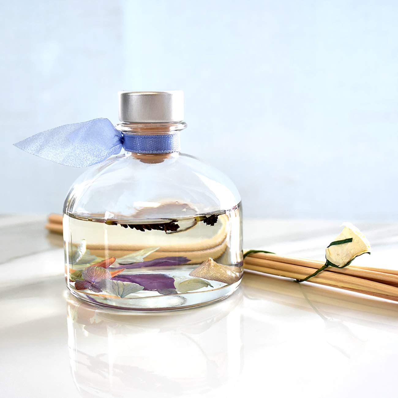 LOVSPA Calm Spanish Blue Lavender Reed Diffuser Set with Essential Oils - Relaxing Aromatherapy Gift for Home, Office & Spa - Lavender, Clary Sage & Violet Leaf Scent for Stress Relief & Better Sleep