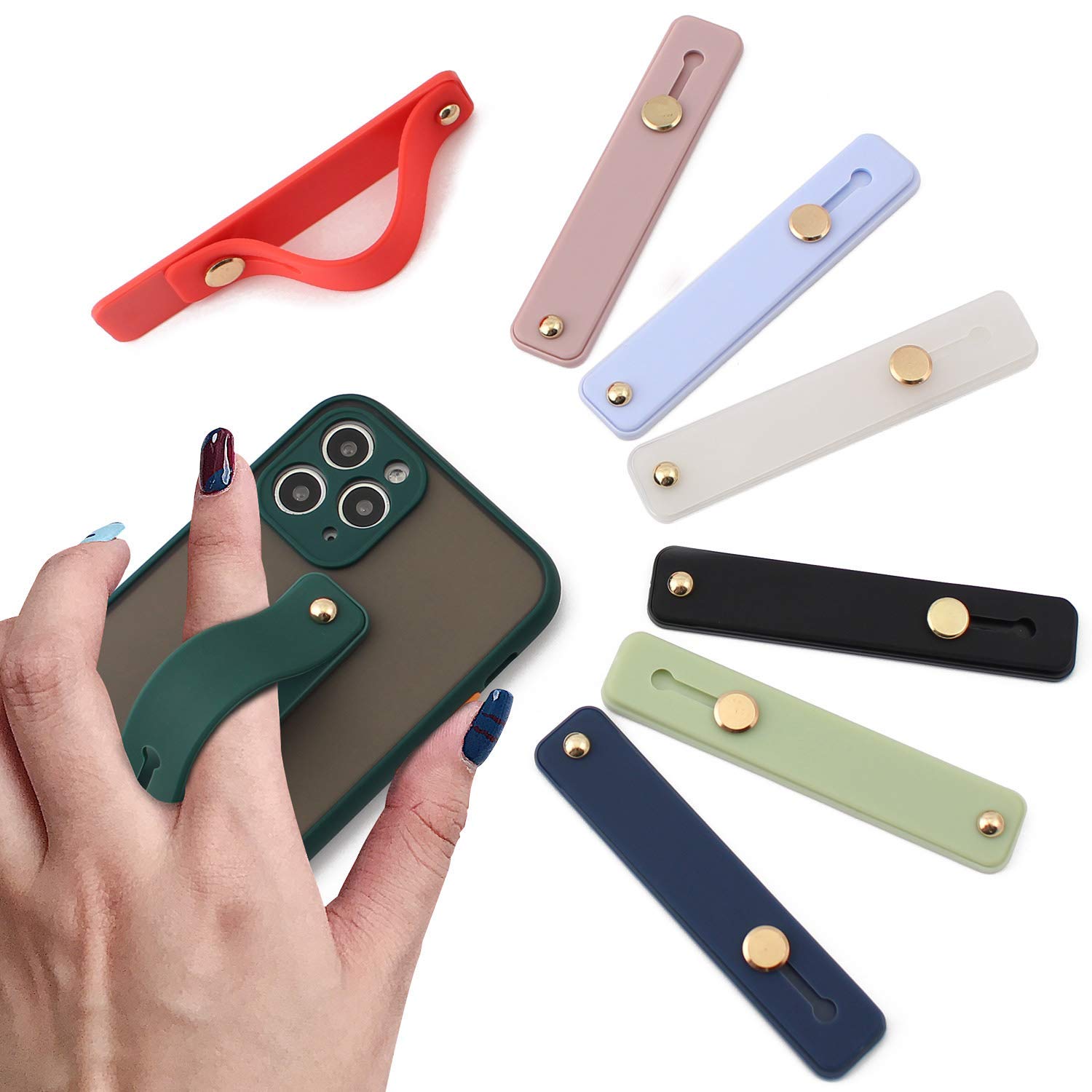 Yetaida Removable & Reusable Phone Grip Strap - Universal Silicone Finger Loop & Telescopic Kickstand for iPhone, Samsung, Pixel Smartphones (Navy) | Perfect for Gaming, Video Calls & One-Handed Use