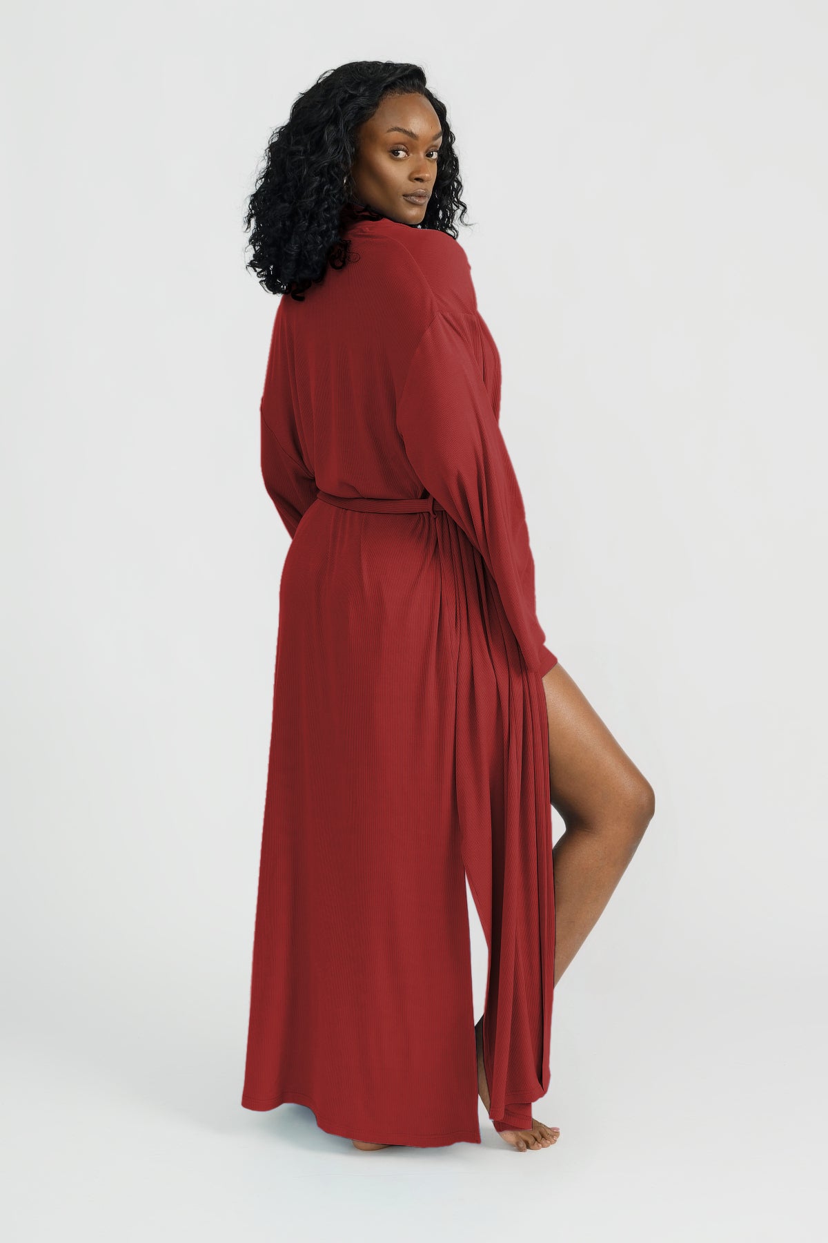 Lina Robe Women's Soft Long Sleeve Kimono Bathrobe - Crimson Red for Spa, Lounge & Relaxation at Home