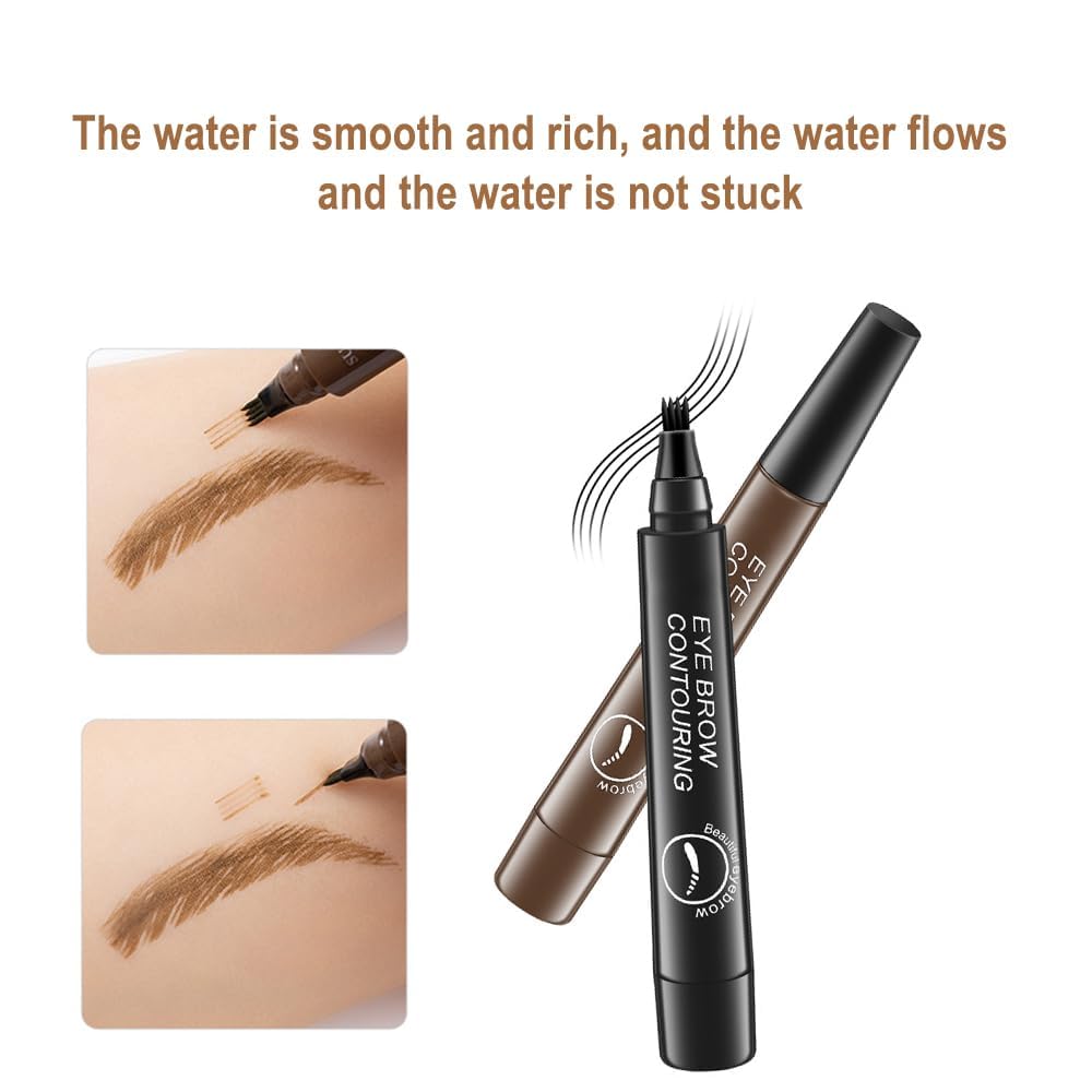 2Pcs Eyebrow Pen Set - Waterproof Microblading Eyebrow Pencil with 4 Tips for Natural Looking Brows, Long Lasting Eyebrow Makeup Kit for Daily Use & Professional Contouring | Perfect for Beginners, Salon & Everyday Makeup Routine