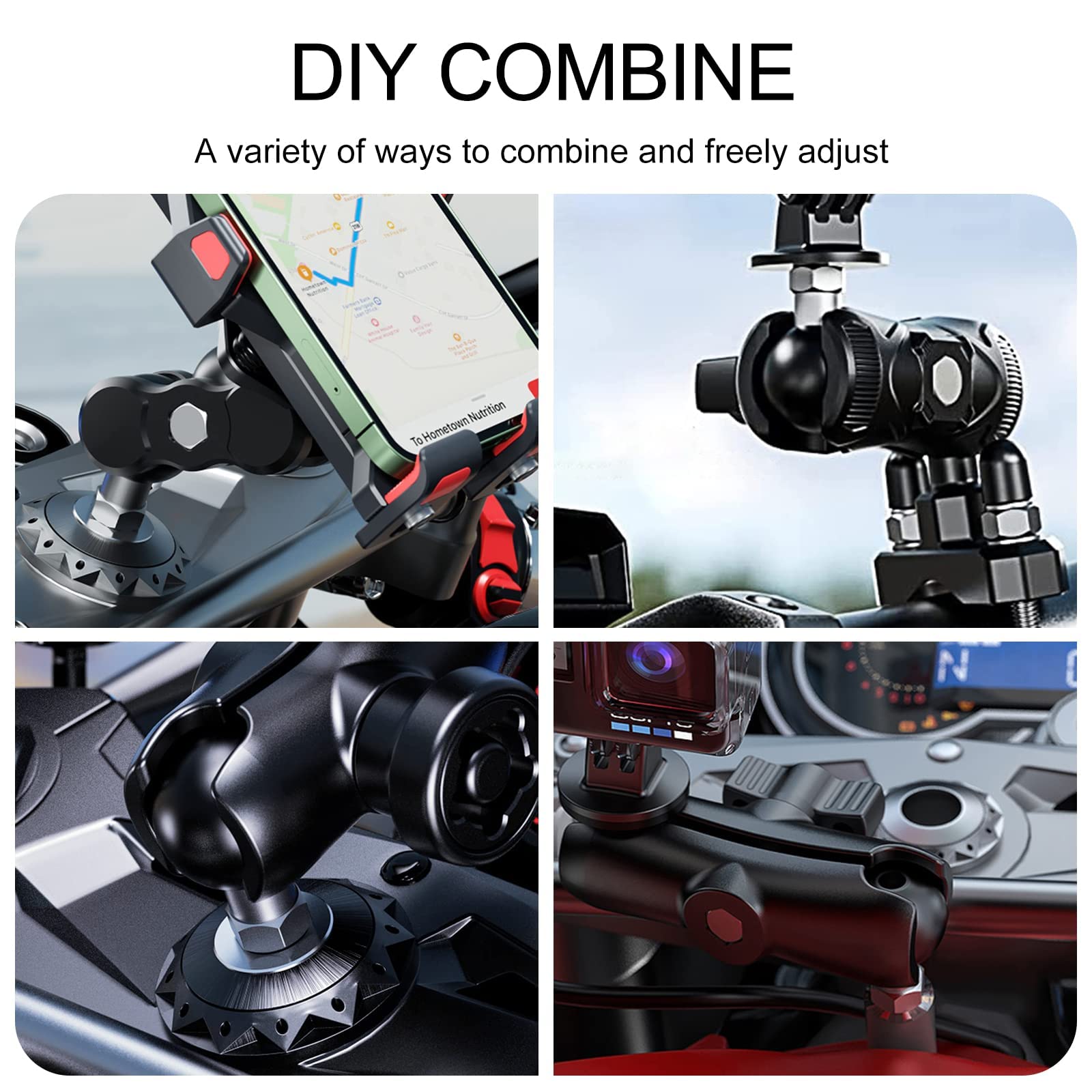 1 Inch Ball Mount Portable Tripod Ball Adapter for Motorcycle ATV - M10 x 1.25mm Threaded Bolt - Compatible with RAM Mounts (SZ-M10*2) - Perfect for Rear View Mirrors, Action Cameras & GPS Devices