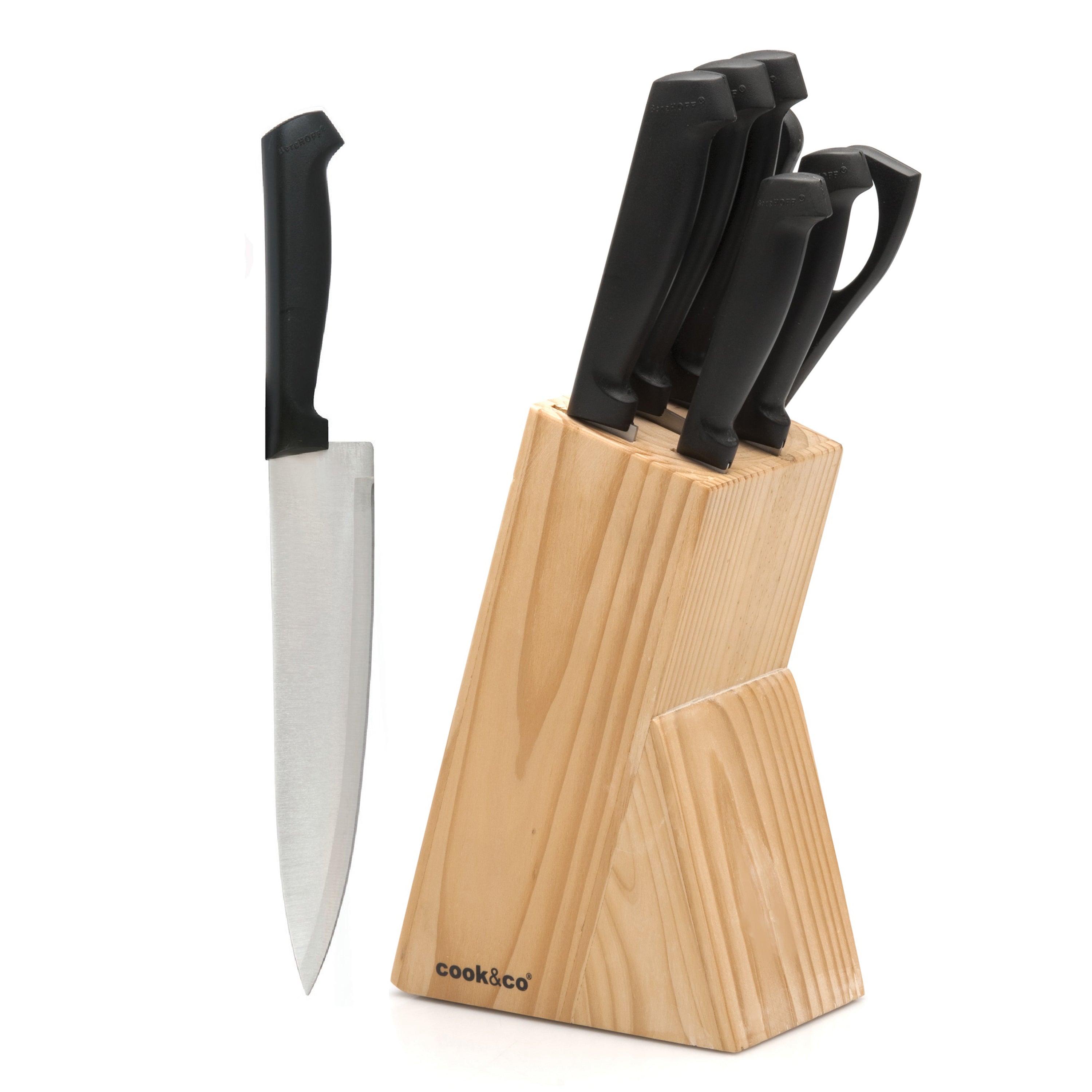 BergHOFF Ergonomic 7-Piece Knife Block Set with Sharp Stainless Steel Blades - Perfect for Home Kitchen, Professional Chefs & Cooking Enthusiasts