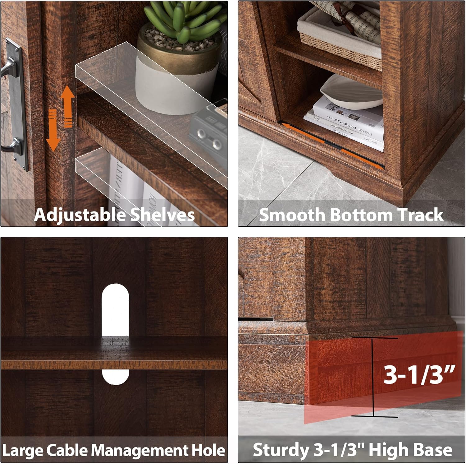 Rustic Farmhouse TV Stand for 70-75 Inch TVs - 66