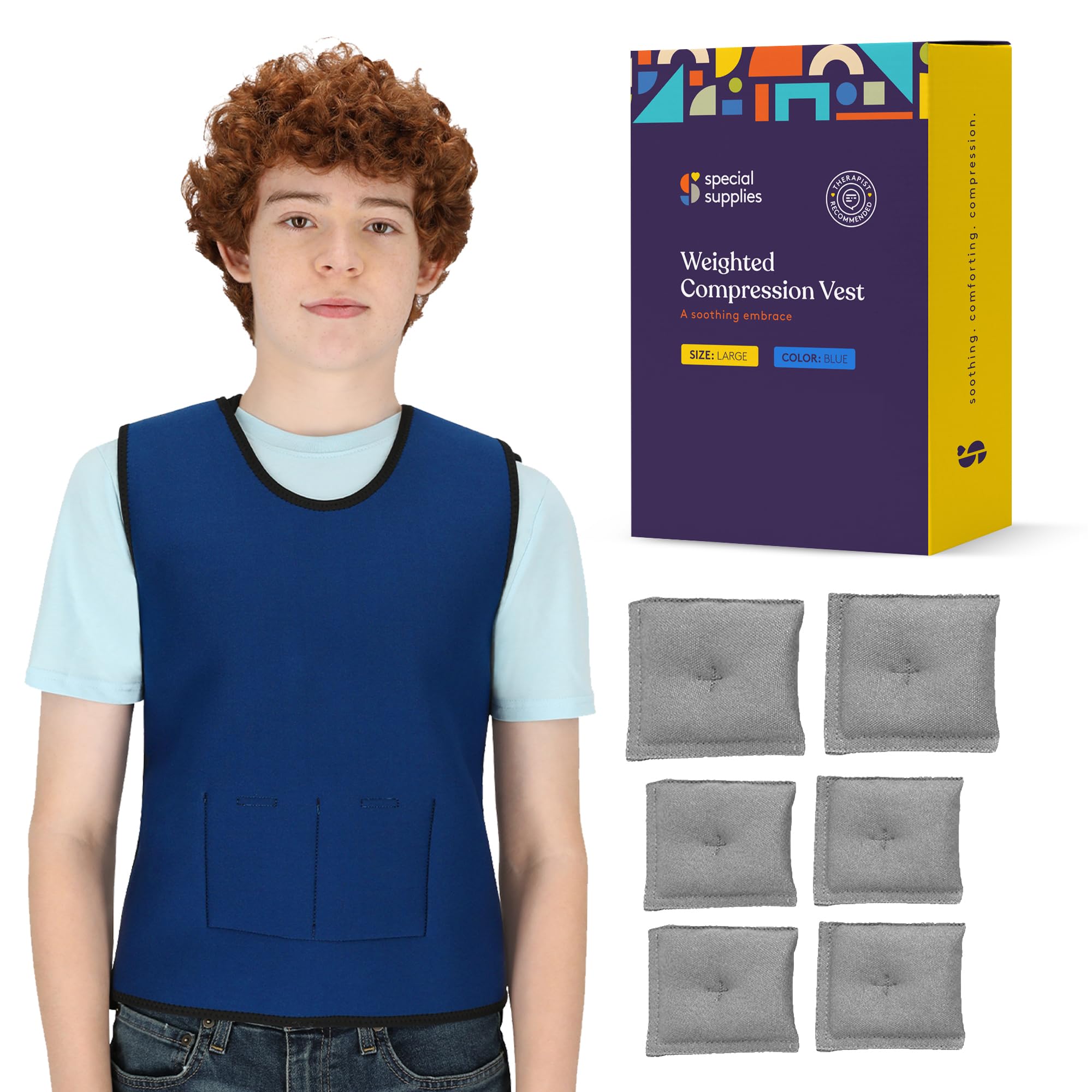 Weighted Sensory Compression Vest for Kids - Adjustable Weight & Comfort Fit - Calming Sensory Therapy for Autism, ADHD & Anxiety Relief - Perfect for School, Home & Therapy Use