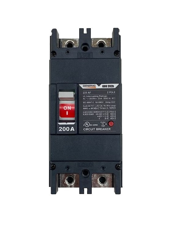 Generac 200AMP 2-Pole 240V Circuit Breaker (225AF, Part# 0K0133) - Perfect for Home Backup Power Systems and Electrical Panel Upgrades