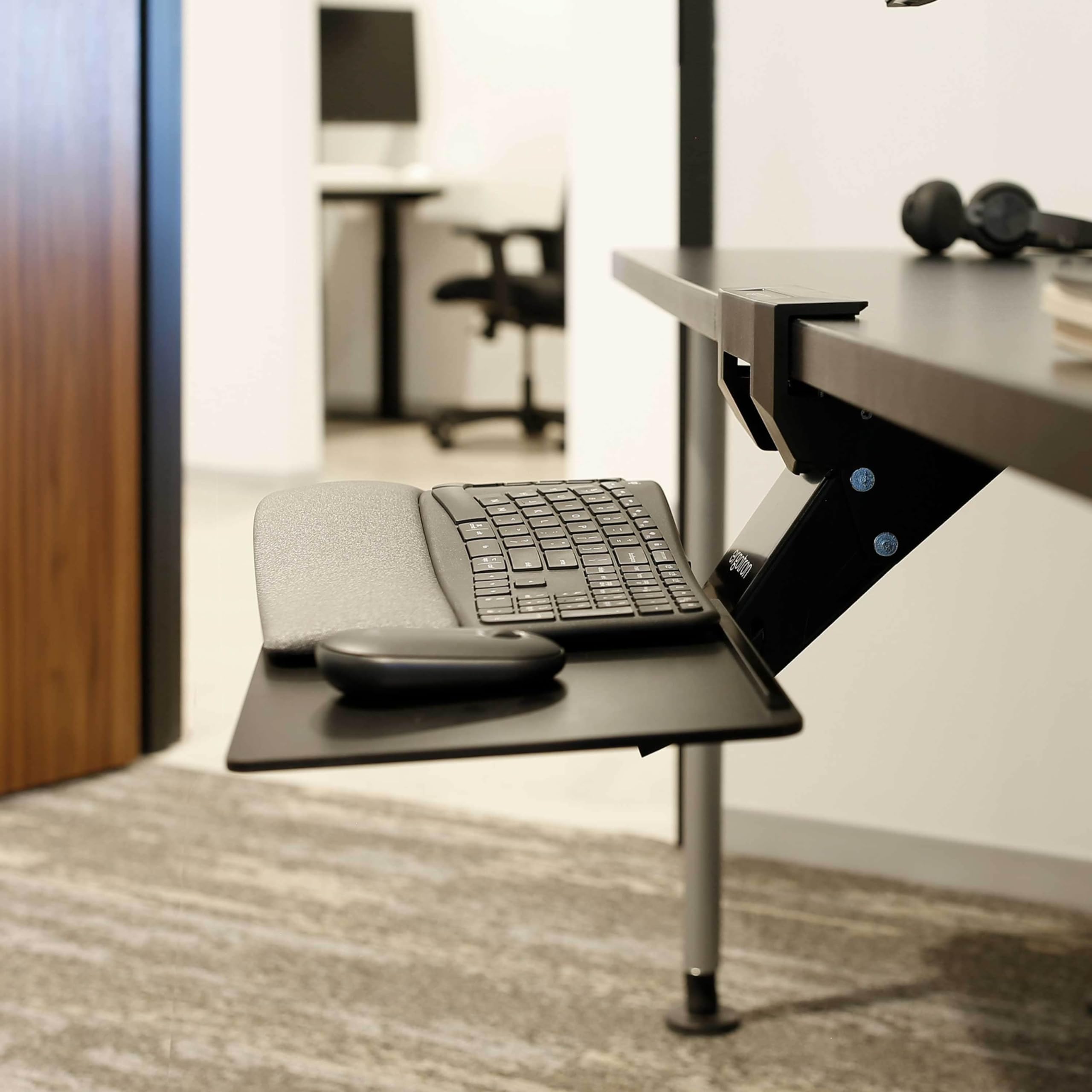 Ergotron Neo-Flex Under Desk Keyboard Tray - Adjustable Height Ergonomic Keyboard Arm for Office & Home Workspace - Slide-Out Design for Comfortable Typing & Space Saving