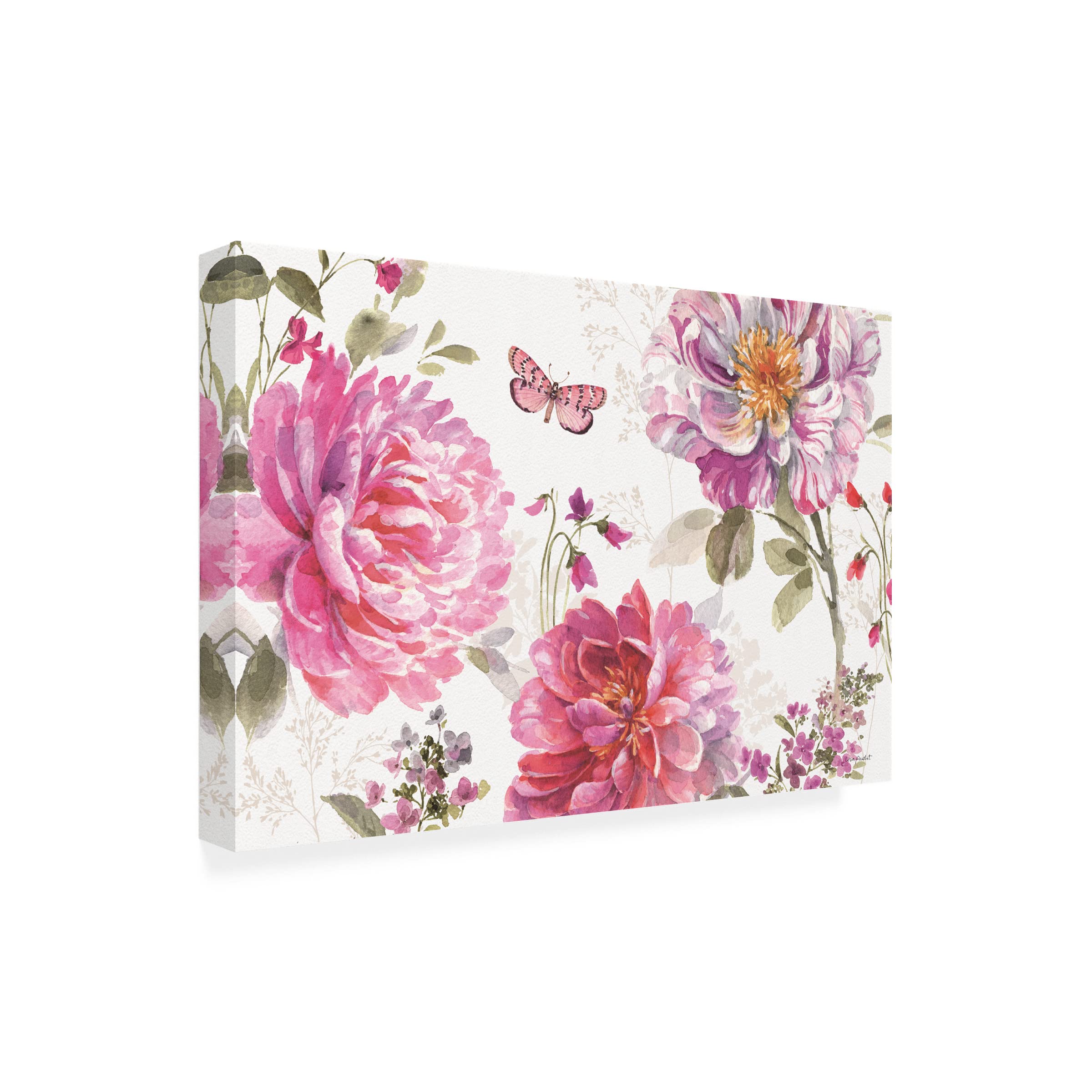 Lisa Audit 'Obviously Pink 18' Canvas Wall Art - Modern Abstract Pink Floral Painting - Perfect for Living Room, Bedroom & Office Decor