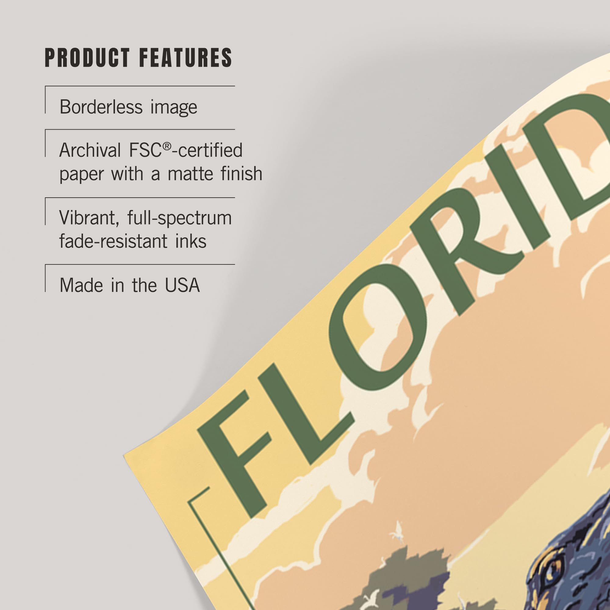 Lantern Press 16x24 Inch Giclee Art Print - Florida Alligator Wildlife Scene - Perfect for Home Decor, Office Wall Art & Nature Lover Gifts
