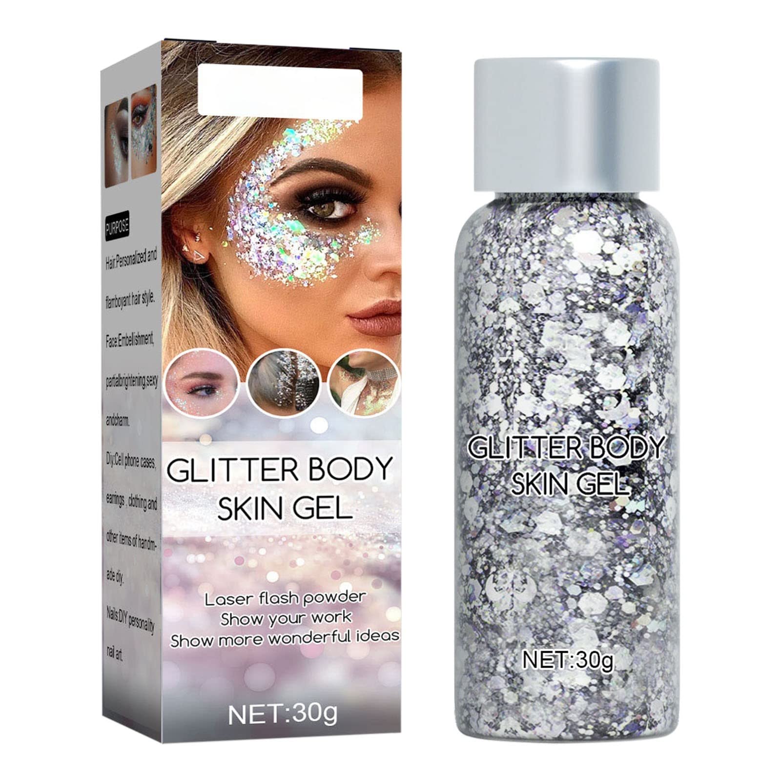 Liquid Highlighter & Sequin Gel Set - Shimmering Fish Scale Glitter Makeup for Stage Performance, Eyeshadow, Festive Masquerade, Birthday & Drag Queen Looks (Color B, One Size) - Perfect for Cosplay, Nightclub, and Special Occasion Makeup
