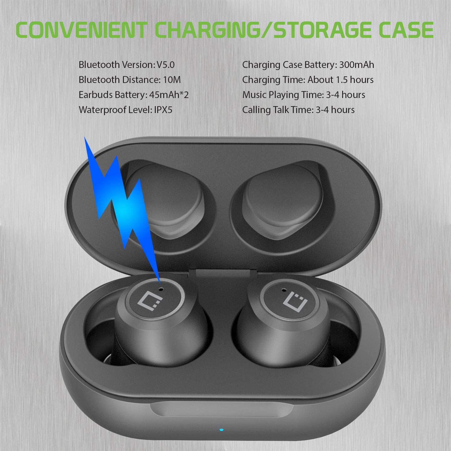 Wireless Bluetooth Earbuds with Charging Case - Noise Cancelling, 30H Playtime, IPX7 Waterproof - Compatible with iPhone, Android, iPad (Perfect for Gym, Running, Travel & Work)