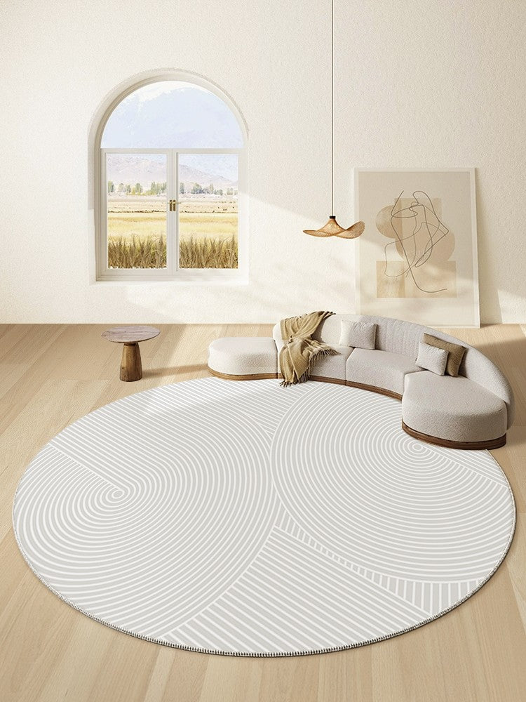 Abstract Contemporary Round Area Rugs - Modern Geometric Non-Slip Circle Rug for Living Room, Dining Room & Bathroom - Soft Boho Decor Carpet for Home Office, Bedroom & Nursery