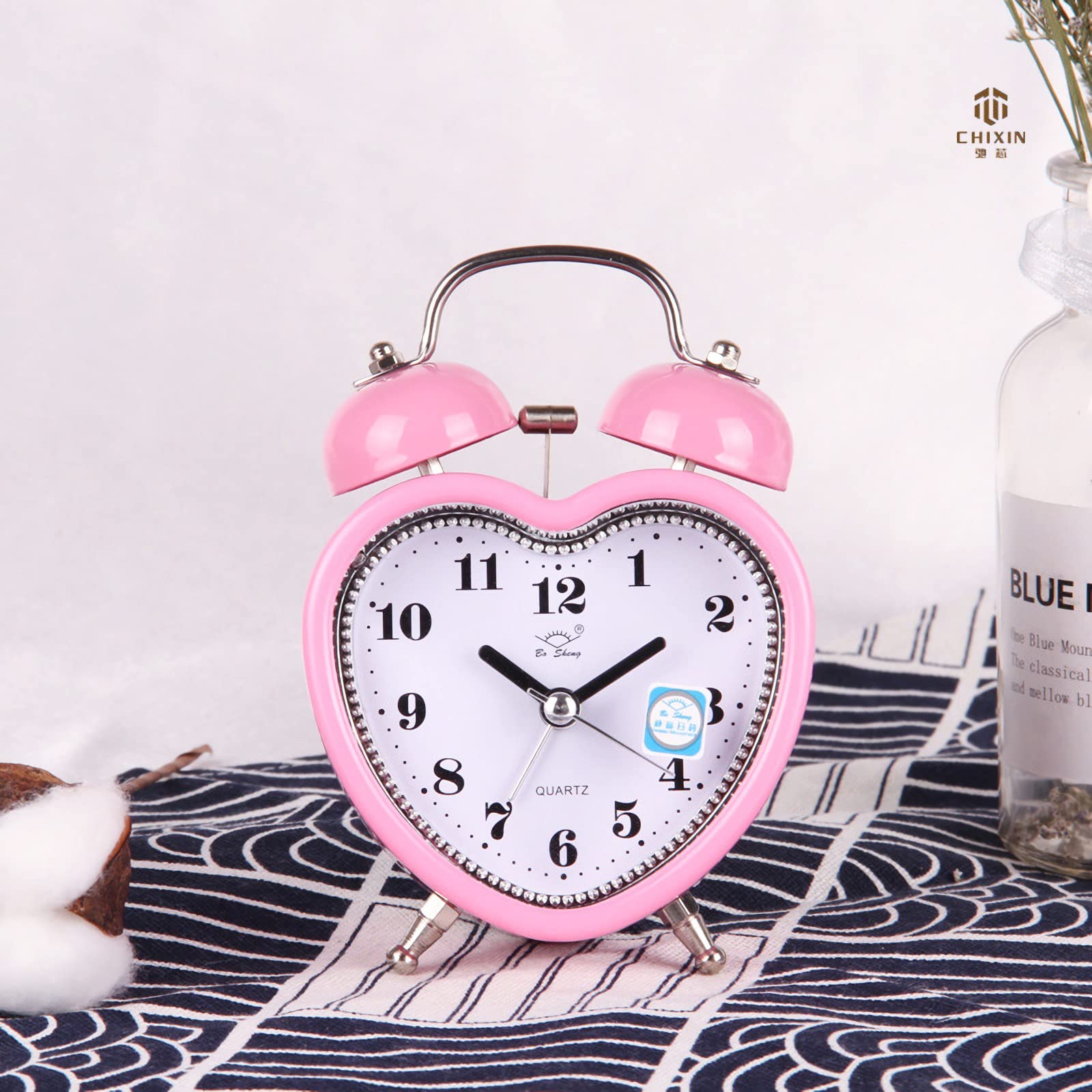 **ShiseDeco 3 Inch Cute Twin Bell Alarm Clock - Silent Analog Quartz with Night Light, Battery Operated - Perfect for Kids, Seniors & Heavy Sleepers - Ideal for Bedroom, Living Room Decor (Pink) - Great for Home, Office, Dorm & Travel Use**
