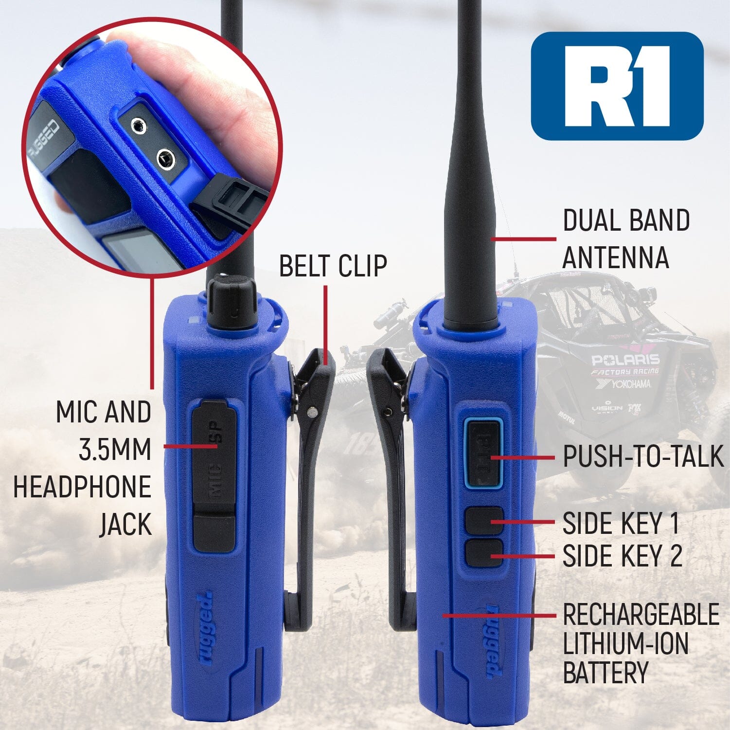 Rugged R1 Business Band Two-Way Handheld Radio - Digital & Analog Walkie Talkie for Construction, Warehouse & Outdoor Adventures