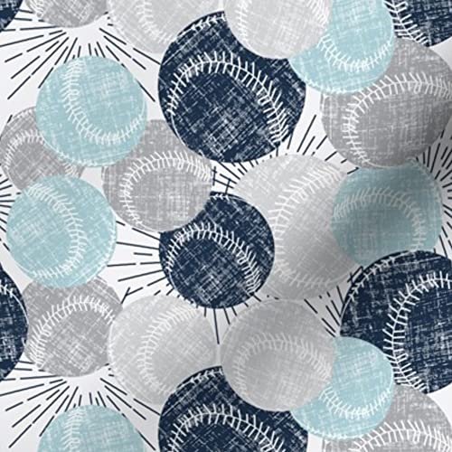 Baseball Blues & Sports Ball Printed Cotton Fabric by The Yard - Petal Signature Cotton for Sewing, Quilting, Apparel & Home Decor | Perfect for DIY Crafts, Sports-Themed Projects & Custom Clothing