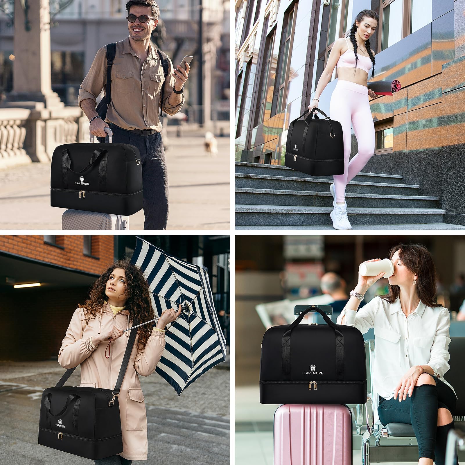 Stylish Weekender & Duffle Travel Bag for Women & Men - 21’’ Carry-On with Shoe Compartment, Perfect for Gym, Airline Personal Item & Overnight Trips (Brown) - Ideal for Business Travel, Weekend Getaways & Sports Activities
