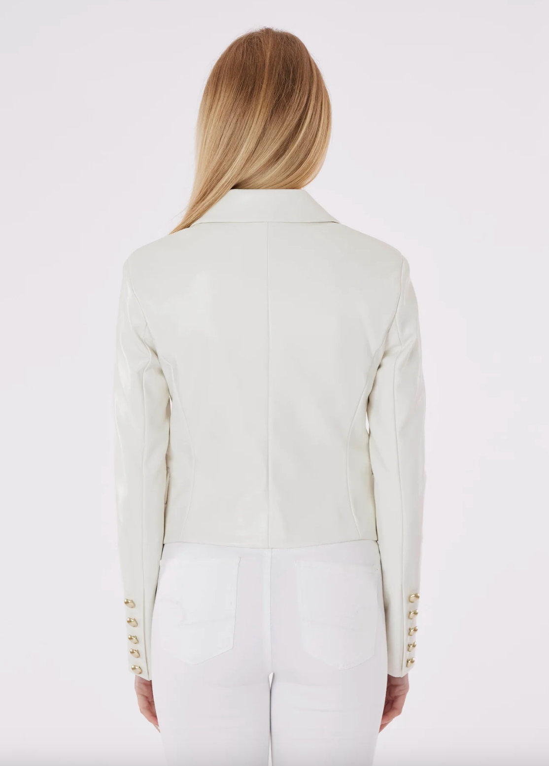 Stylish Vegan Leather Double Breasted Blazer for Women - White | Perfect for Office Wear, Business Meetings & Formal Events