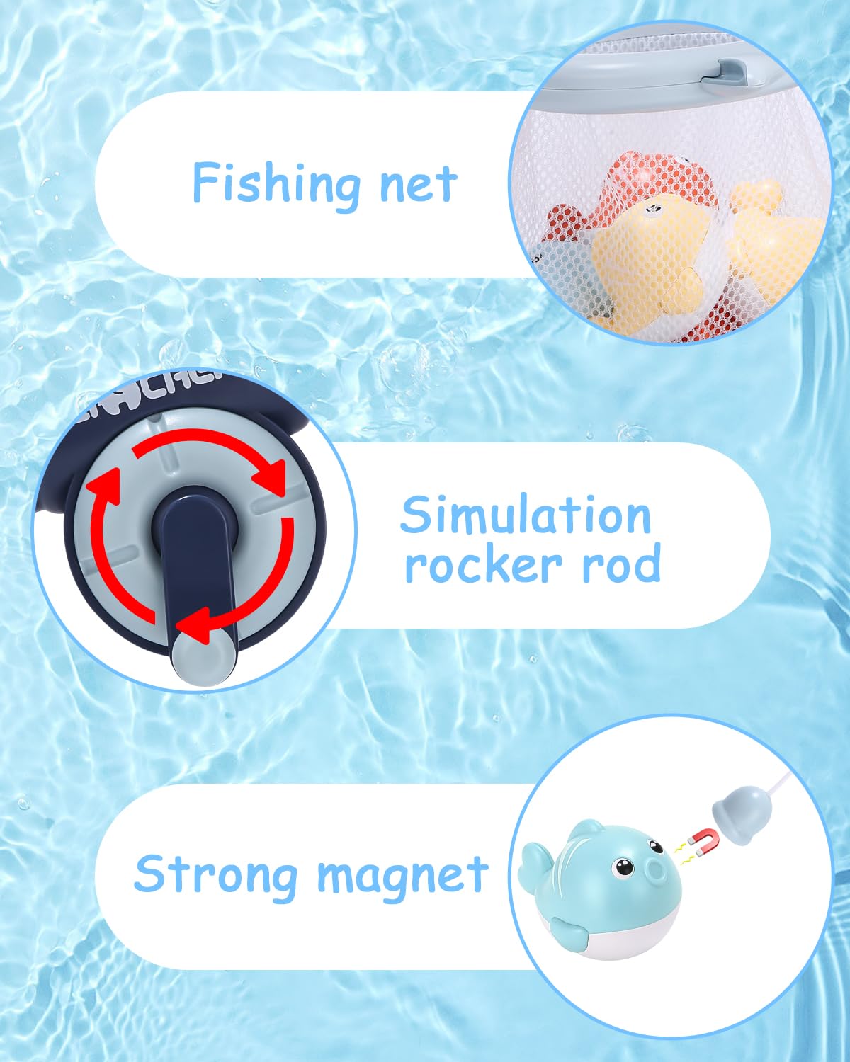 **Kureny Magnetic Fishing Bath Toy for Toddlers 1-6 Years - Fun Bathtub Game with Fishing Net - Perfect Gift for Boys & Girls - Ideal for Bath Time Play & Early Learning**