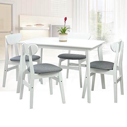Wickerix Set of 4 Modern Solid Wood Dining Chairs with Padded Seats - Yumiko Style Kitchen Side Chairs for Dining Room, Breakfast Nook & Home Decor