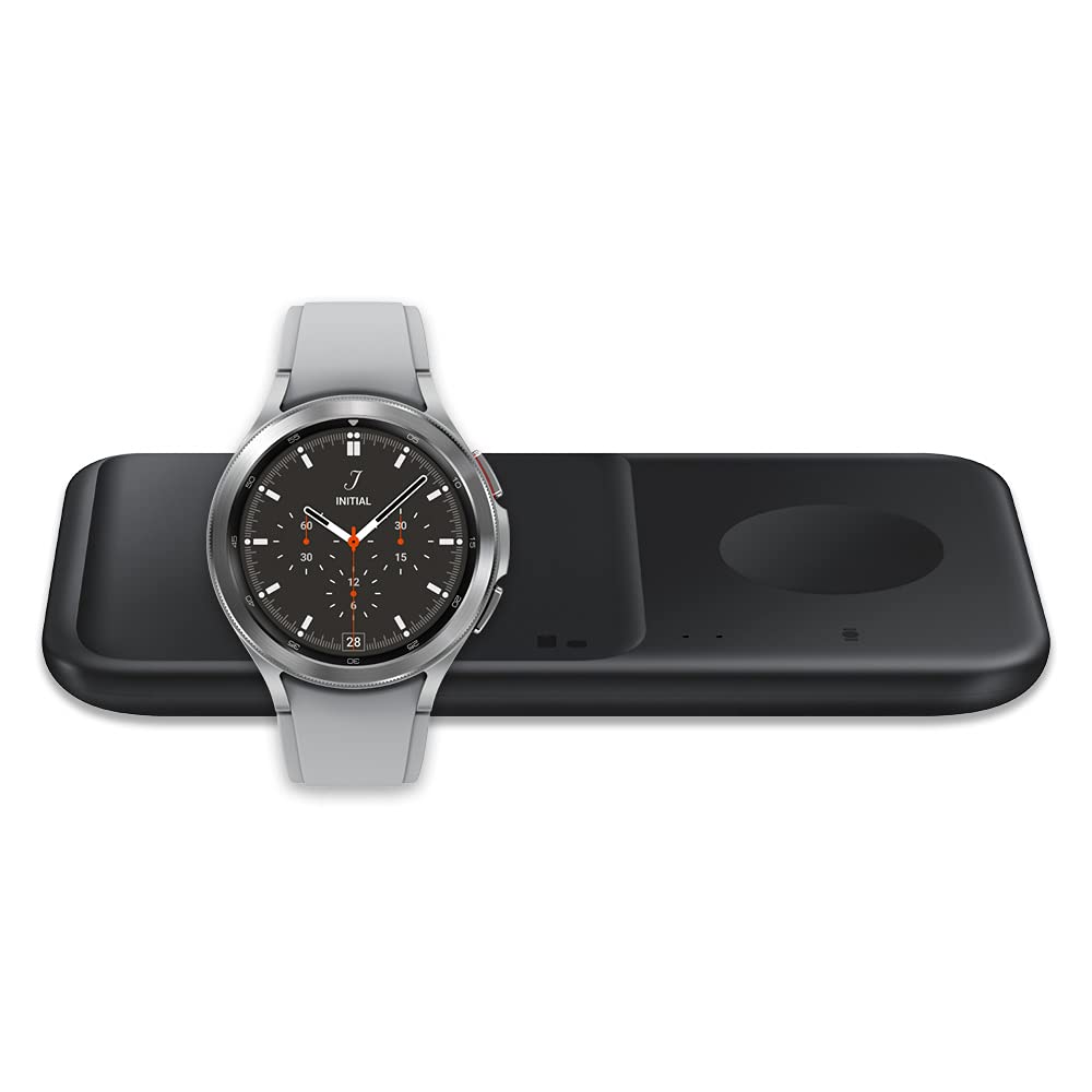 Samsung Galaxy Watch 4 Classic 46mm Smartwatch - Bluetooth, Silver (US Version) with Fast Wireless Charger Pad - Fitness Tracker, Heart Rate Monitor, Sleep Tracking - Perfect for Workouts, Running & Daily Use