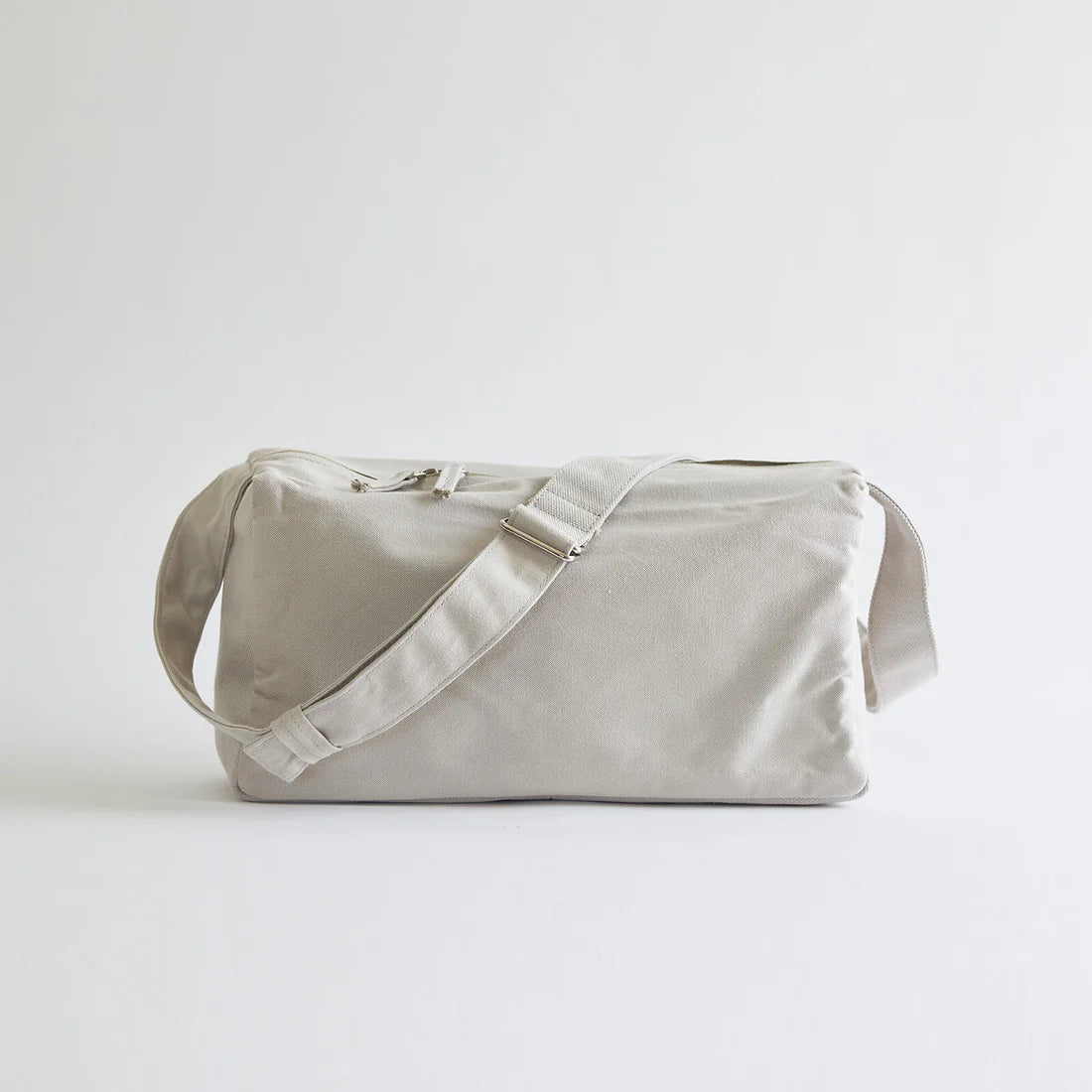 Kurashiki Hampu Canvas Shoulder Bag (Rectangle) - Grayish White Japanese Cotton Tote for Women & Men | Perfect for Work, Travel & Everyday Use
