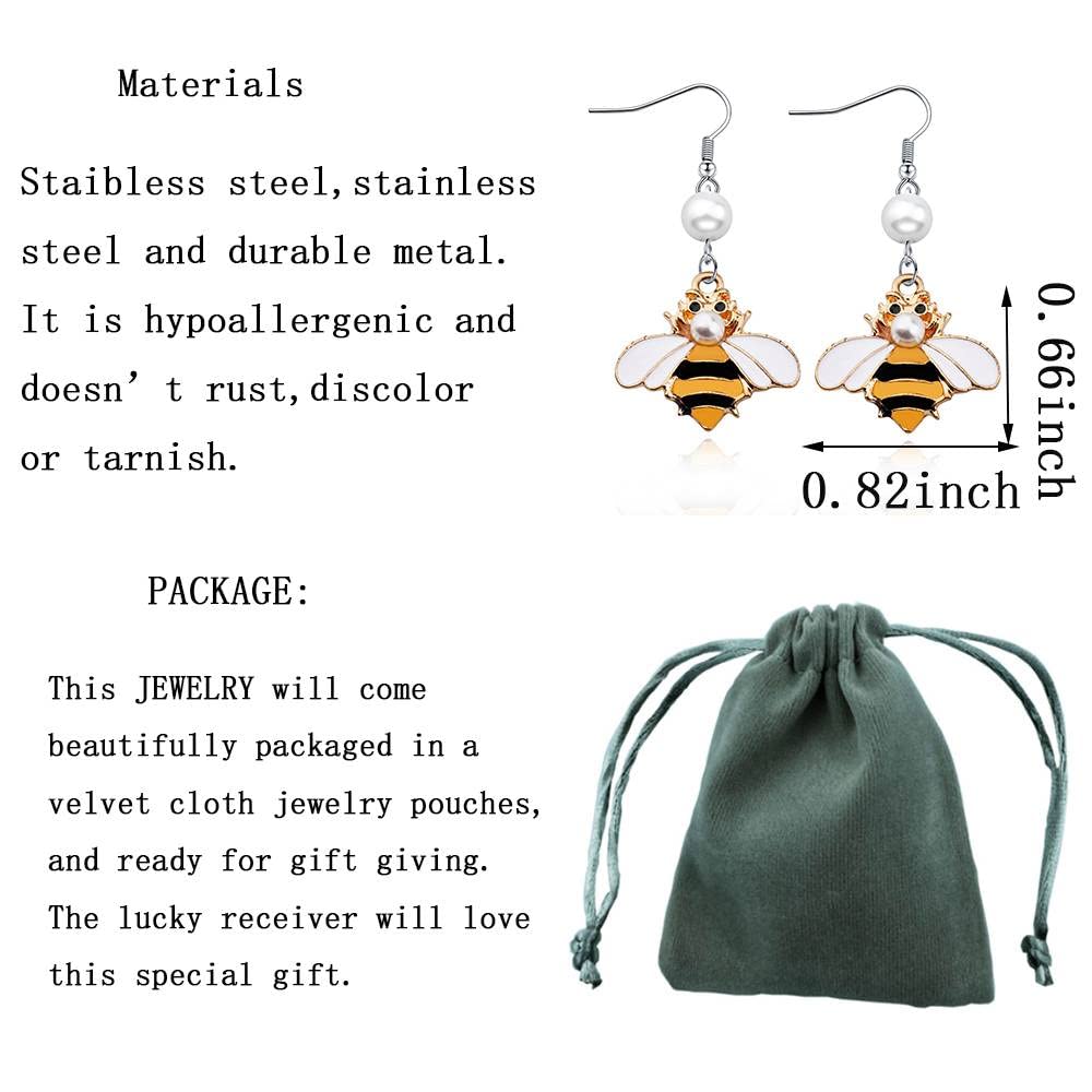 Bee Earrings for Women - Honey Bee Pendant Jewelry, Queen Bee Stud Earrings, Insect-Themed Fashion Accessories | Perfect Gift for Bee Lovers, Birthday & Christmas Presents | Wear to Nature Events, Garden Parties & Boho Outfits