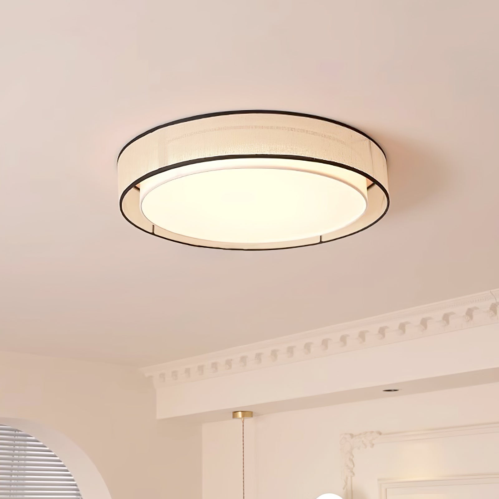 Modern Drum Round Ceiling Lamp - Sleek LED Flush Mount Light Fixture for Living Room, Bedroom, and Kitchen Lighting