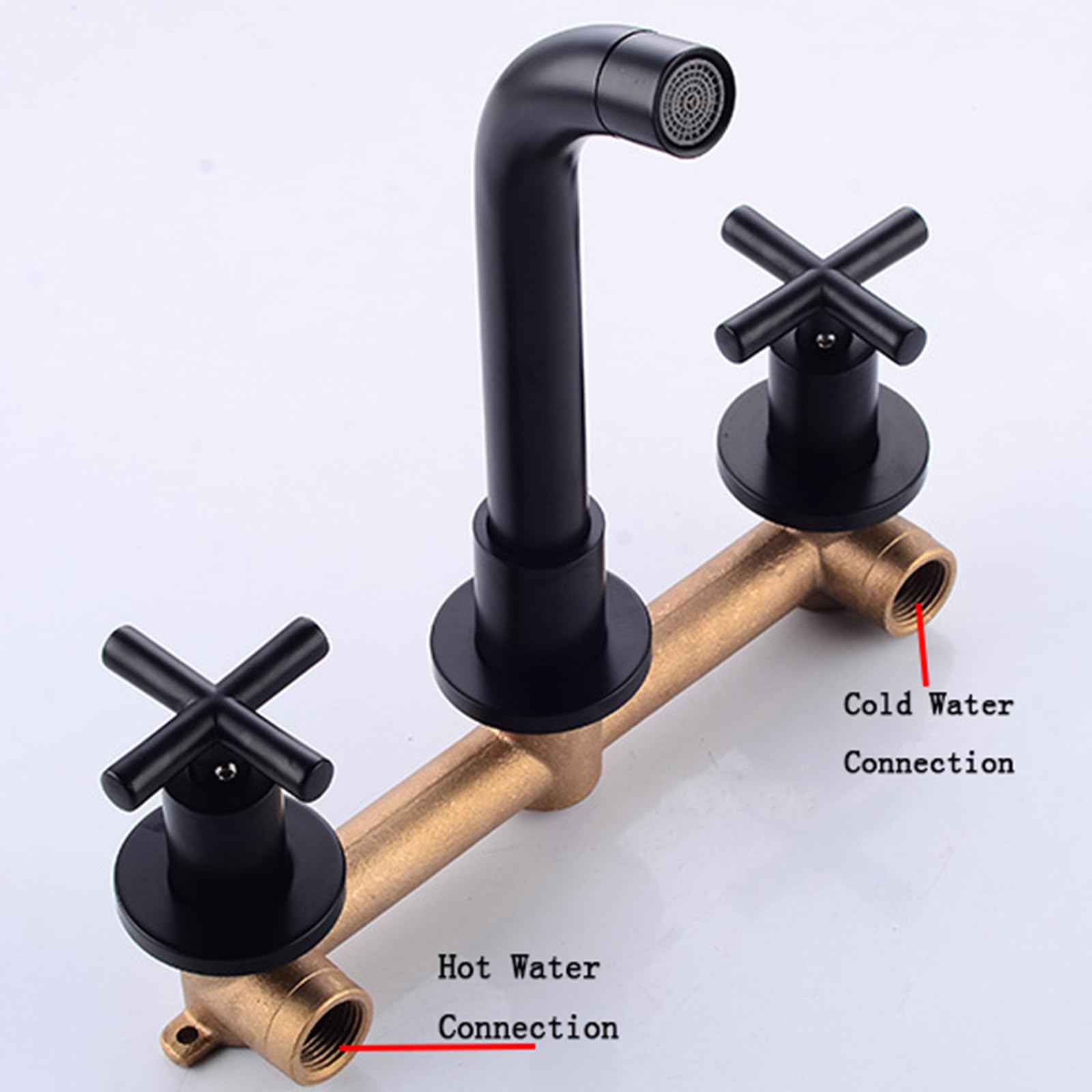 Antique Brass Wall-Mounted Basin Mixer Tap - One-Piece Swivel Bathroom Sink Faucet by XIAOXSIO in White - Perfect for Vintage & Farmhouse Style Bathrooms