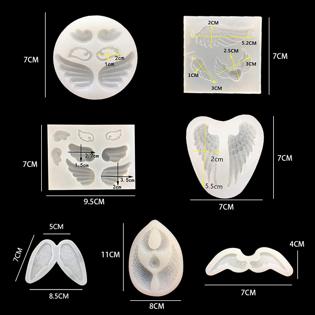 iSuperb 7-Piece Angel Wing Silicone Molds Set for DIY Resin Casting - UV Epoxy Keychain Molds for Jewelry, DIY Art, Home Decor & Gift Making (Perfect for Christmas Ornaments, Pendants & Craft Projects)