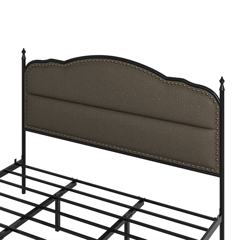 Ernesto 61 Industrial King & Queen Size Platform Bed Frame - Modern Metal & Wood Design for Bedroom, Guest Room, Loft or Studio Apartment