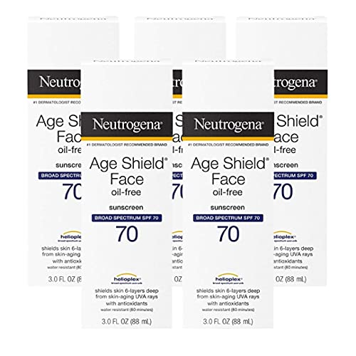 Oil Free Sunscreen SPF 70 - Non-Greasy, Water Resistant Sunblock Lotion for Face & Body | Oxybenzone Free, Lightweight Matte Finish | 3 Fl Oz (Pack of 5) | Perfect for Beach, Swimming & Outdoor Activities
