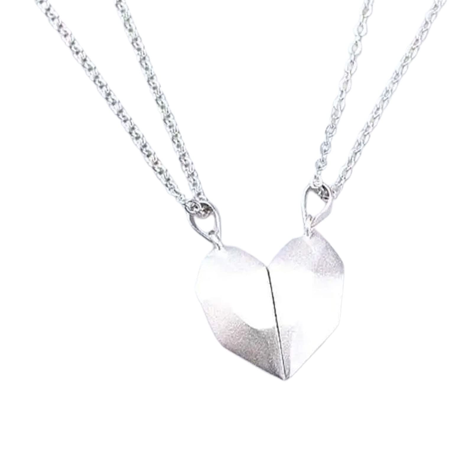 2Pcs Couple Heart Necklaces - Valentine's Gift for Couples | Romantic Jewelry for Anniversaries & Dates