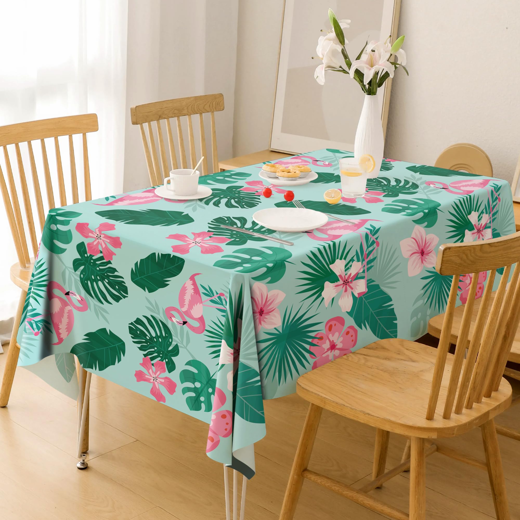 OHOME Hawaiian Luau Party Decorations Set - 2 Pack Tropical Plastic Tablecloths with Palm Leaves Design for Summer Beach, Tiki, and Themed Parties - Perfect for Backyard BBQs, Pool Parties, and Island-Inspired Events