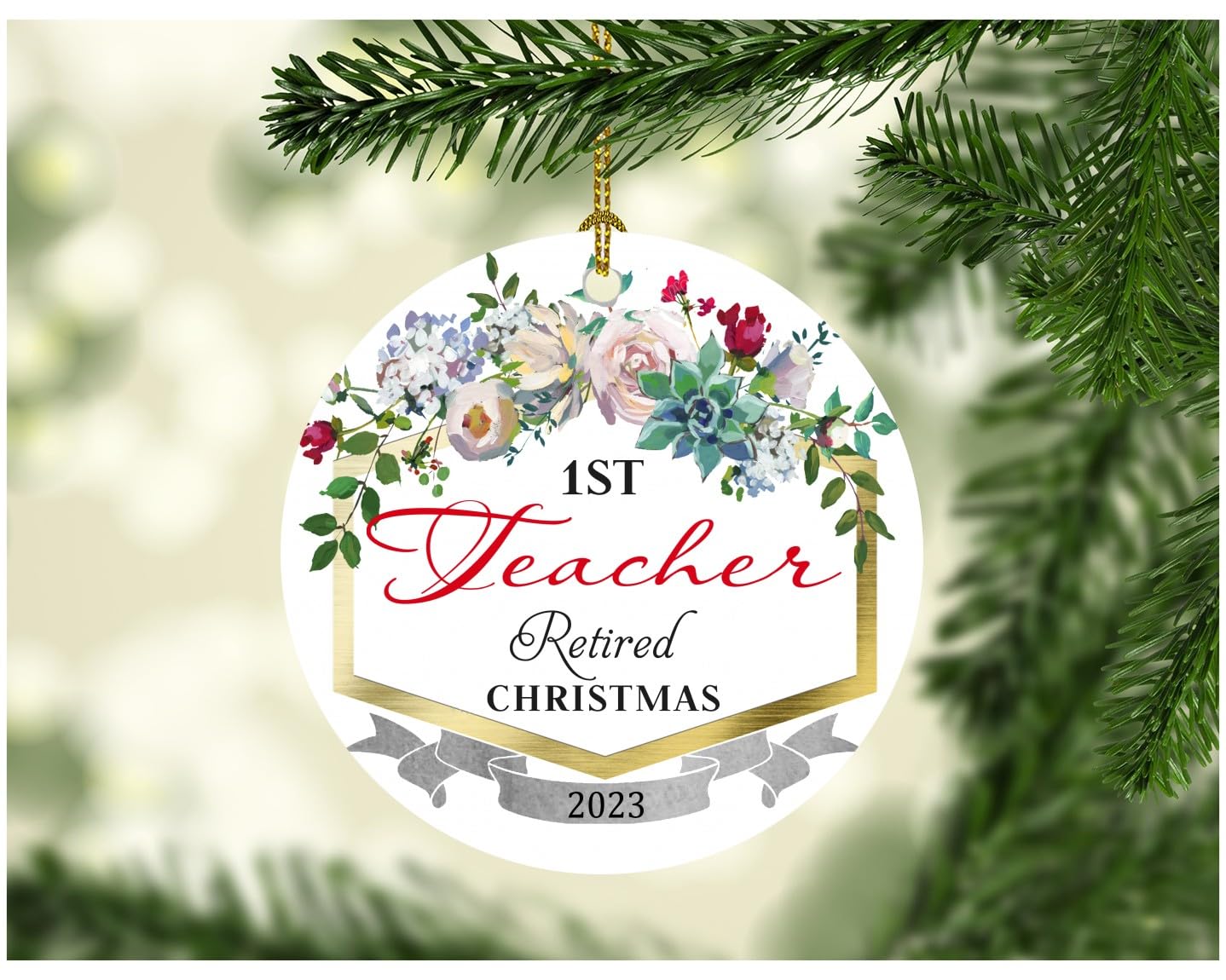 2024 Personalized Teacher Christmas Ornament - 1st Year & Retirement Keepsake Gift for Educators, Coworkers, Family (3