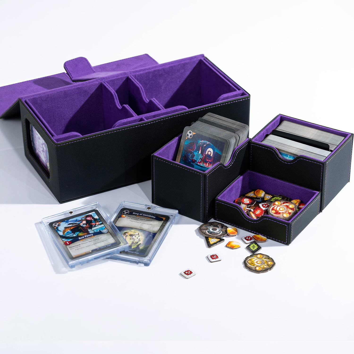 Premium Magnetic Card Deck Box with Dice Tray - Holds 900+ Unsleeved Cards for MTG, Yugioh, Magic Commander & TCG Games | Durable Storage Case for CCG, Sports Cards & Collectibles | Perfect for Game Nights, Tournaments & Organized Play
