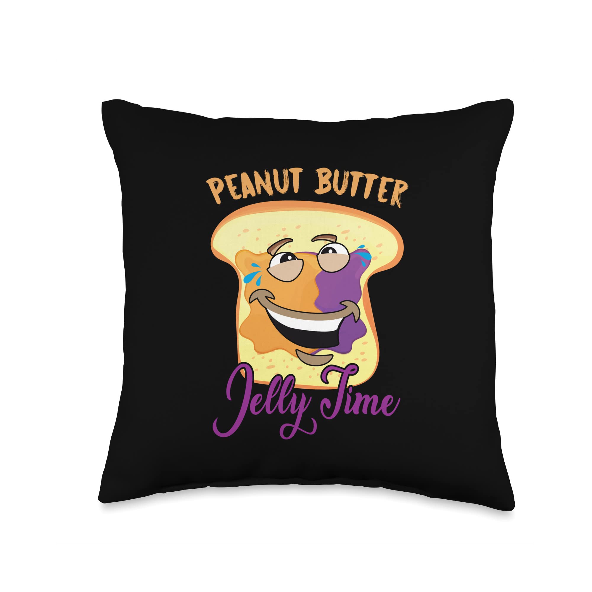 Peanut Butter Jelly Time Vibes Throw Pillow - 16x16 Inch Multicolor Couch Pillow for Living Room Decor, Bedroom Accent & Gift Idea