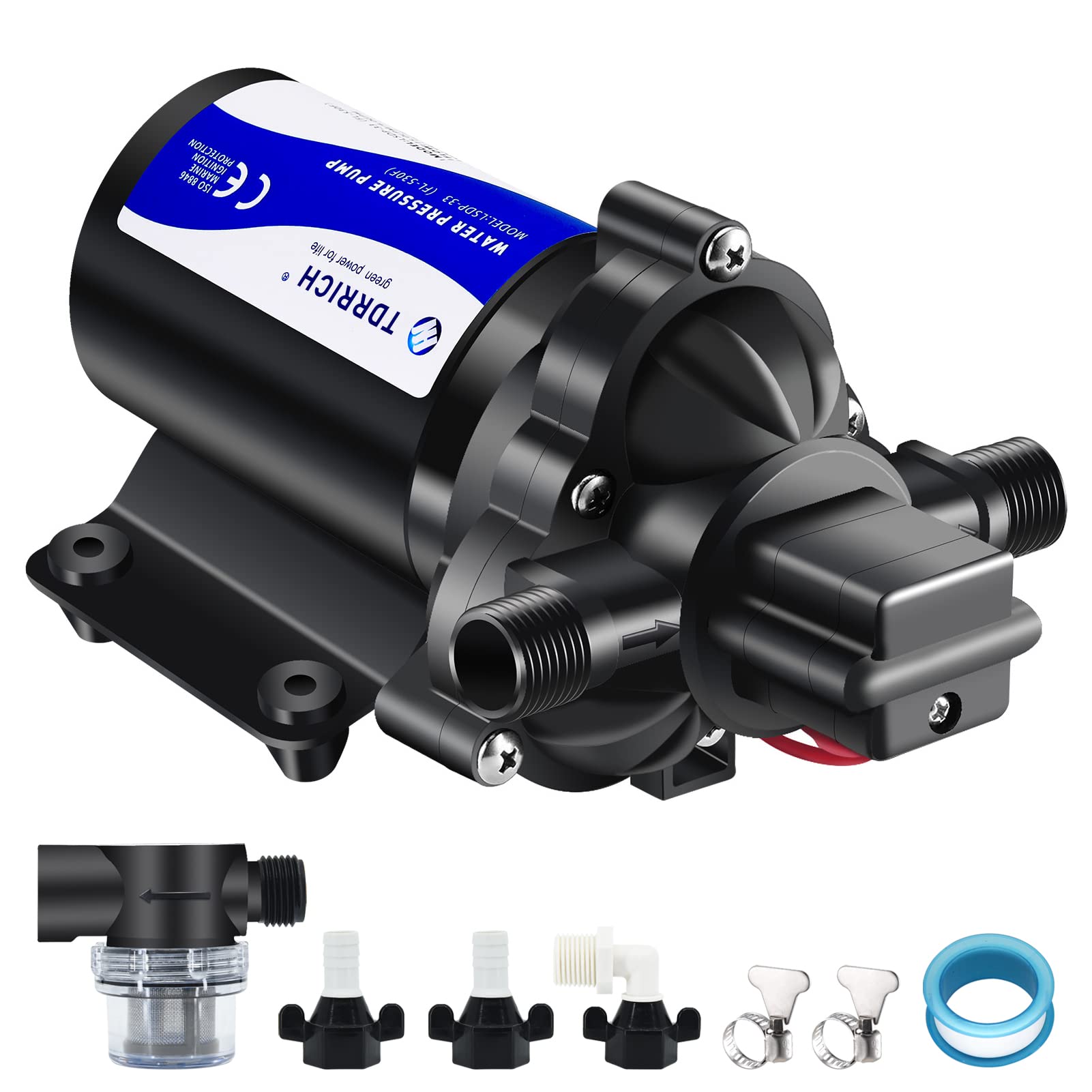 12V Water Pressure Booster Pump for RV - 4GPM 45PSI Self-Priming Diaphragm Transfer Pump | Portable Power Water Pump for Boats, Campers, Garden Hose, Lawn Sprinkler & Irrigation Systems | Ideal for Outdoor, Marine & Home Water Pressure Solutions
