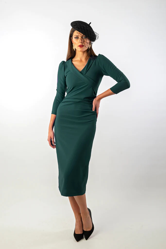 Ariia Midi Dress for Women - Bottle Green Flowy Summer Dress | Perfect for Beach Vacation, Date Night & Casual Outings