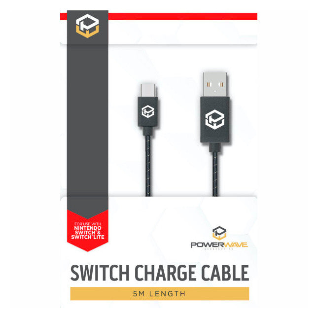 Original Title: Nintendo Switch Powerwave 5M USB Type C Charge Cable   Optimized Title: Nintendo Switch Powerwave 5M USB Type C Fast Charging Cable - Compatible with Switch OLED/Lite, Durable & High-Speed Data Sync for Gaming on the Go