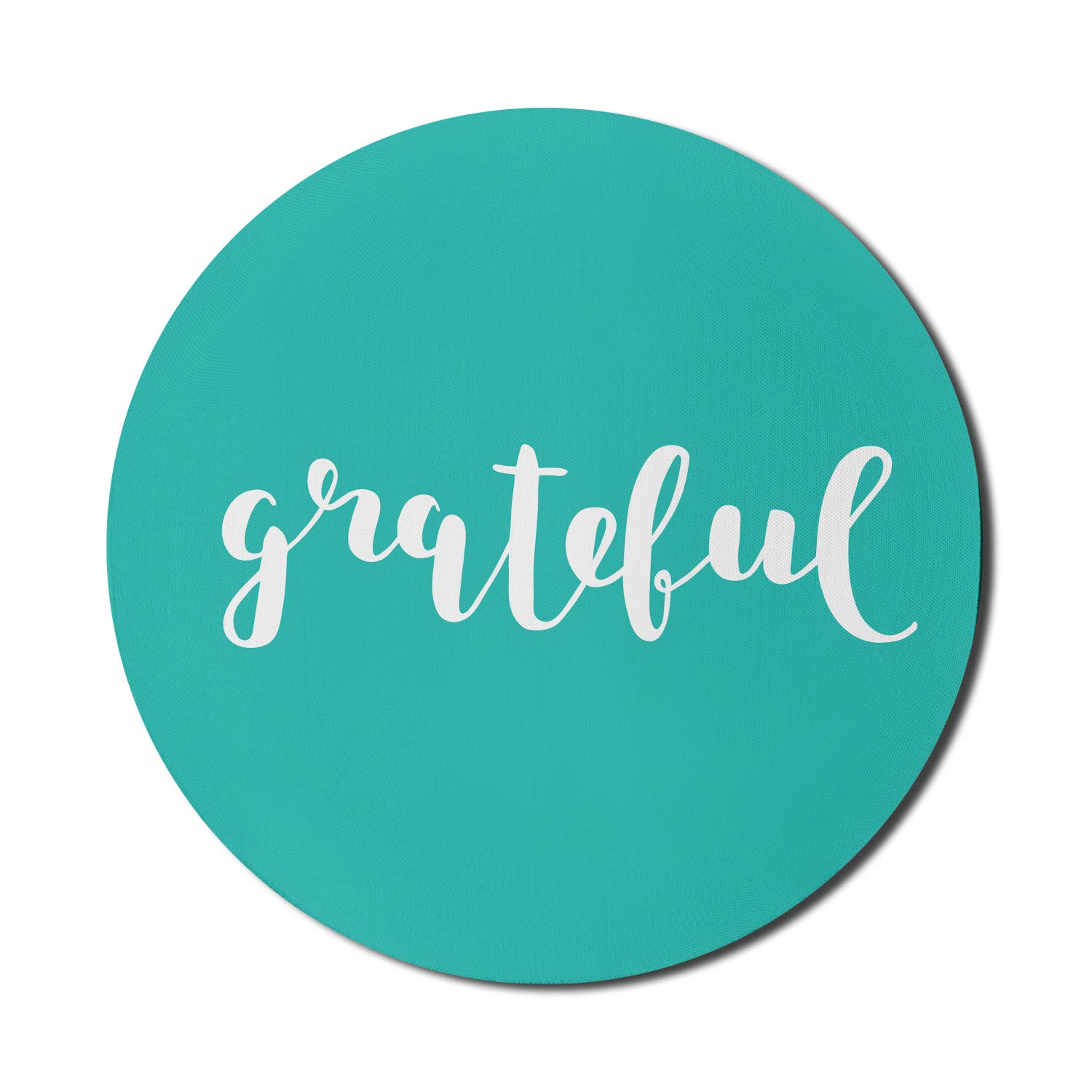 Grateful Themed Round Non-Slip Mouse Pad - 8 Inch Rubber Gaming Mousepad with Modern Calligraphy Design in Pale Sea Green & White | Perfect for Office, Gaming & Home Computer Use