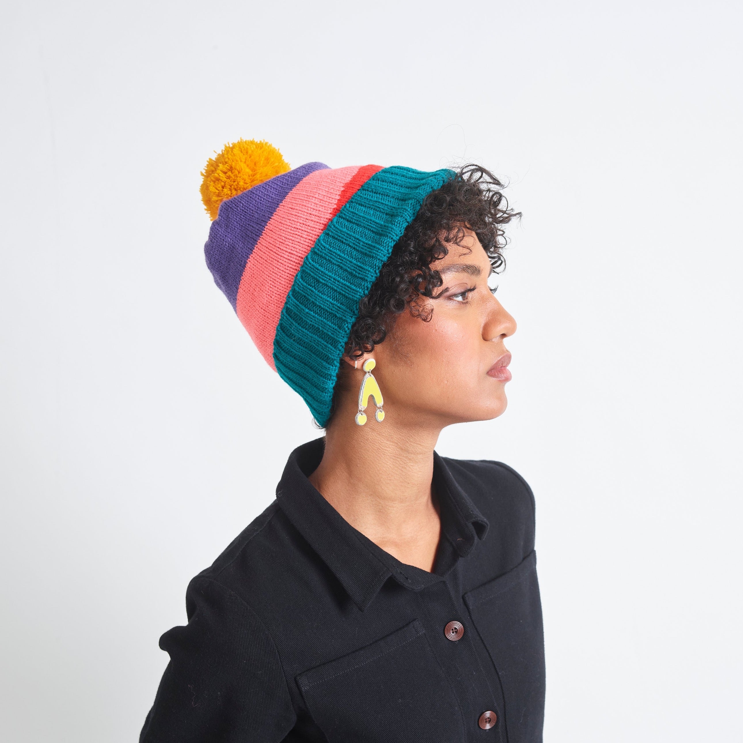 Miss Pompom Dawn Beanie - Soft Winter Knit Hat for Women 2023, Warm Fleece Lined Cuff, Stylish Cold Weather Accessory for Outdoor Activities, Snowboarding, and Casual Wear