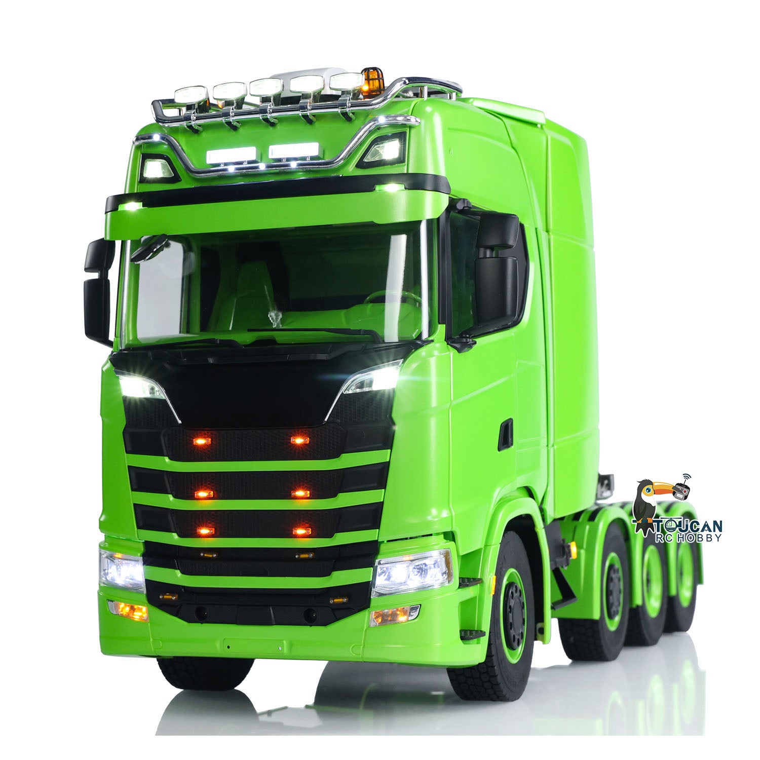 1/14 Scale 8x8 Metal Chassis RC Tractor Truck 770S - 2.4GHz Remote Control Lorry with RTR, Battery, Warning Lights & Magnetic Roof Spotlight - Perfect for Off-Road Racing, Construction Play & RC Hobby Enthusiasts