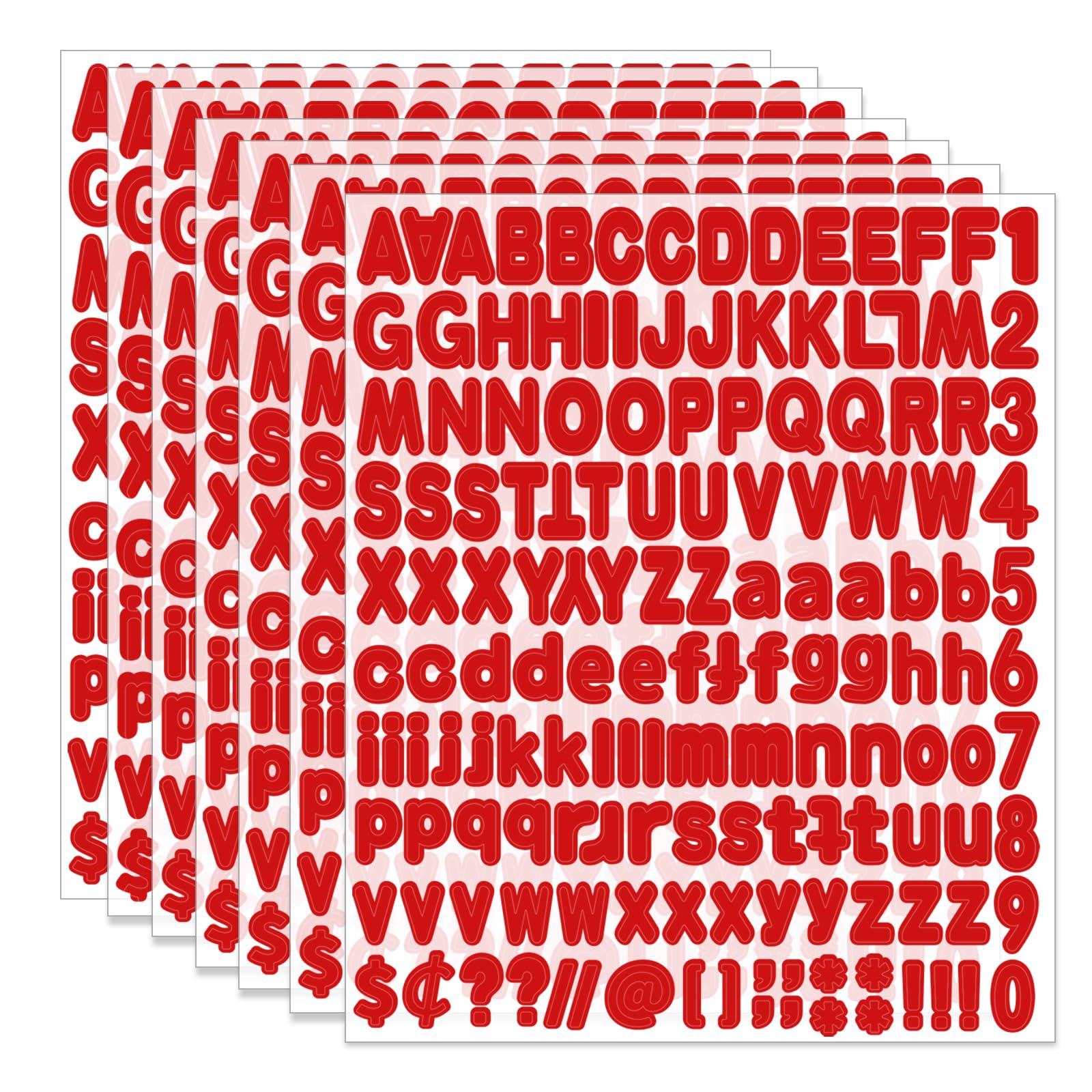 1 Inch Alphabet Stickers - 12 Sheets Self Adhesive Vinyl Letter Stickers for Mailbox Numbers, Bulletin Boards, Classroom & Home Decor (Red) | Perfect for DIY Crafts, School Projects, and Personalized Labeling