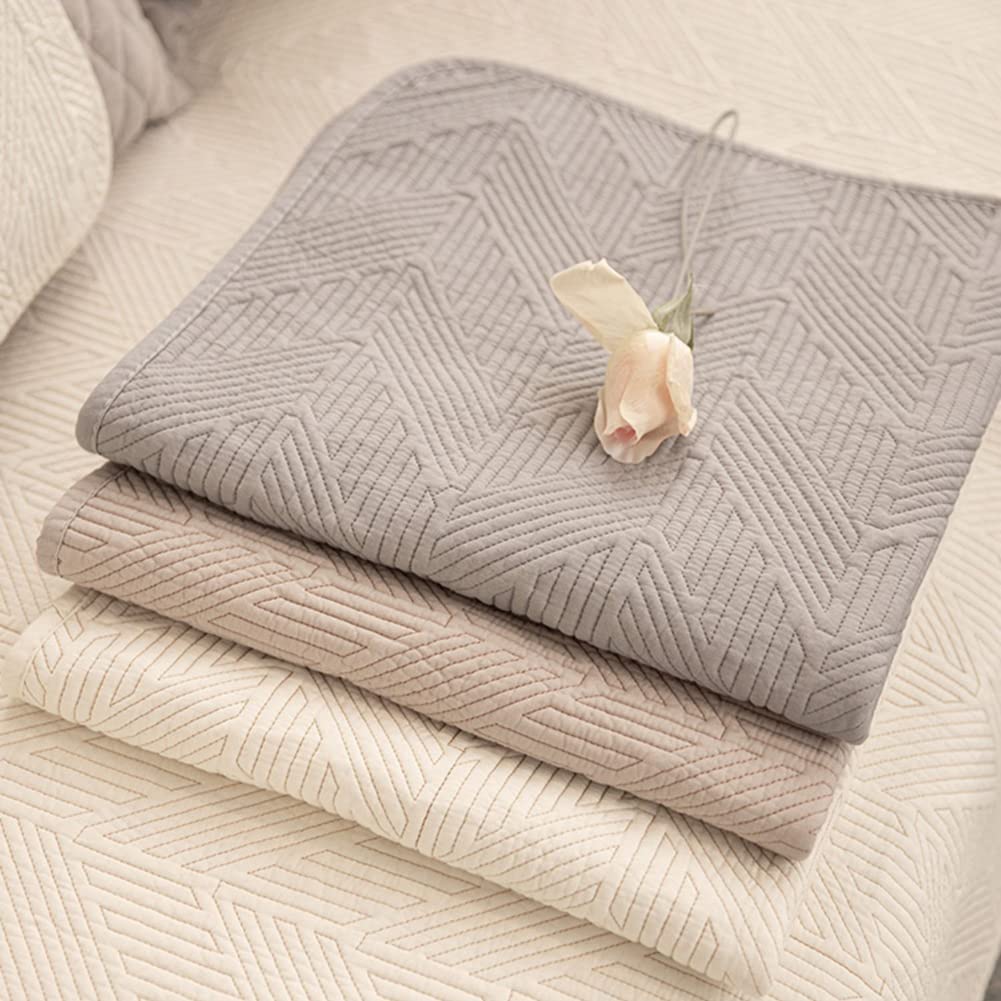 Geometric Cotton Quilted Sofa Cover - Non-Slip Farmhouse Style Sectional Couch Slipcover - Soft Furniture Protector for Pets, Kids & Dogs - Cream Color 28