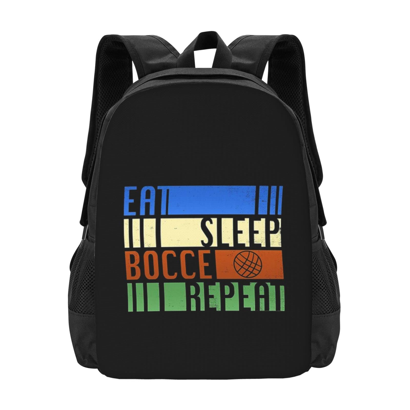 Eat Sleep Bocce Backpack - Large Capacity School Backpack for Travel, Sports & Outdoor Activities | Durable & Stylish College Backpack for Students & Commuters