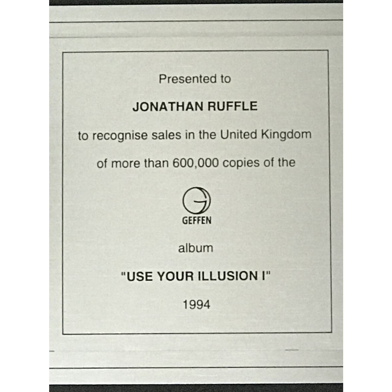 Guns N' Roses Use Your Illusion Album - Geffen UK Label Award Winning Vinyl Record for Rock Music Collectors & Home Decor