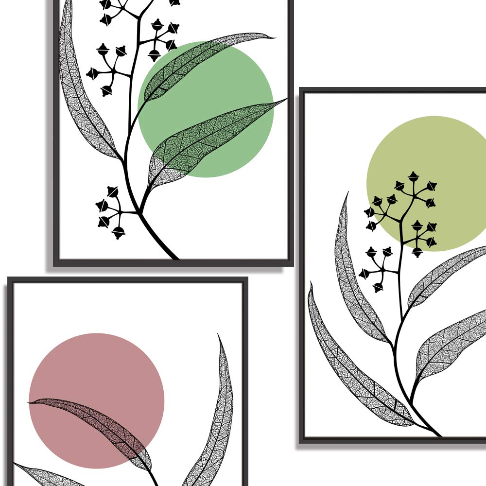 Wall26 3-Panel Framed Leaf Canvas Wall Art Set - 16x24 Inch Ready to Hang Nature Themed Prints for Living Room & Bedroom Decor | Perfect for Modern Home, Office, and Spa Interior Design